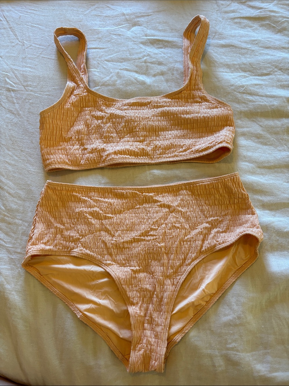 & Other Stories Peach High-Waist Crinkle Bikini Bottoms